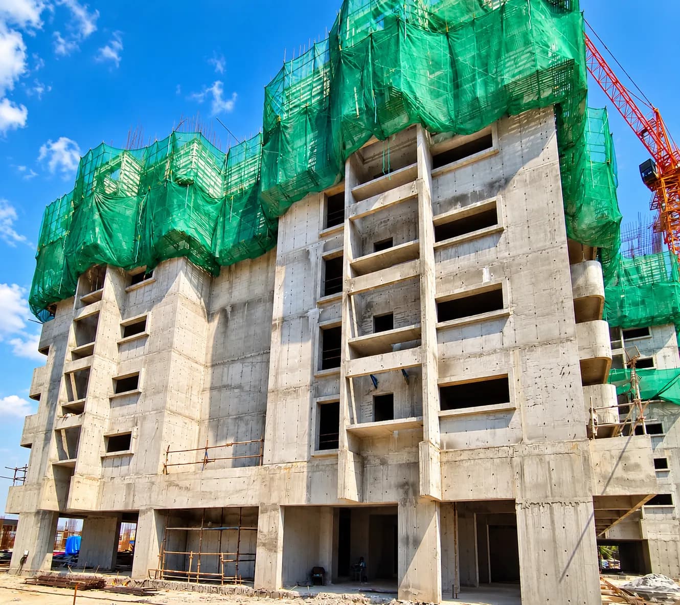 Site photograph of Tru Aquapolis, Tower E: 5th floor roof slab cast, 6th floor in progress (second view), October 2026