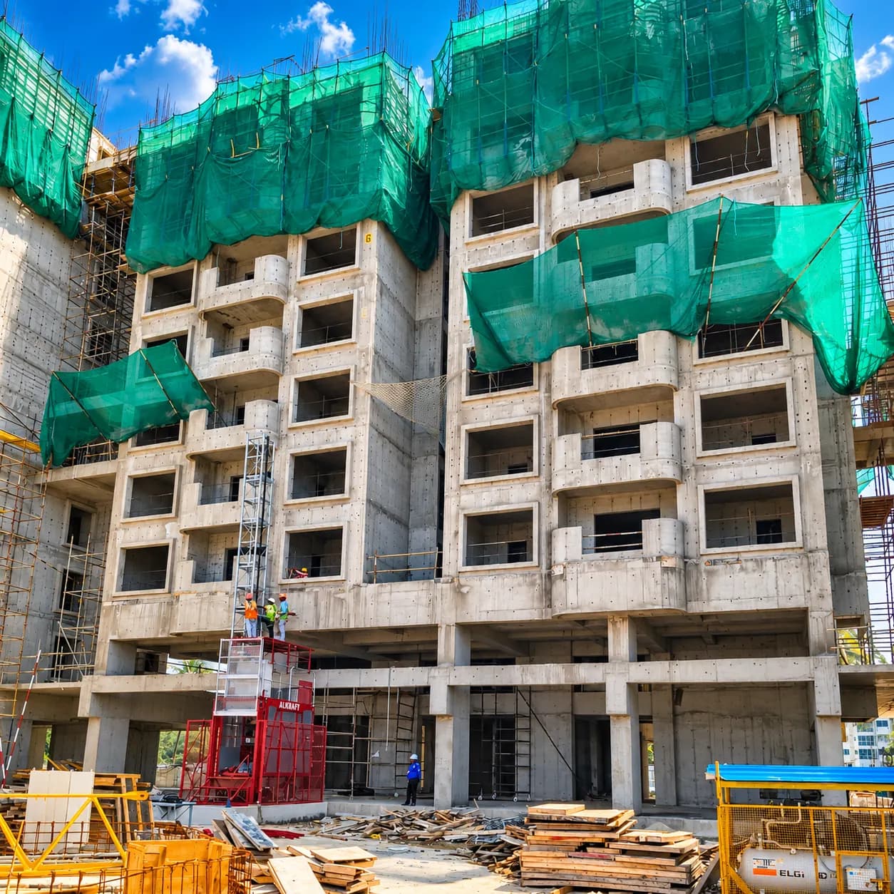 Site photograph of Tru Aquapolis, Tower F: 8th floor roof slab cast, 9th floor in progress, October 2026
