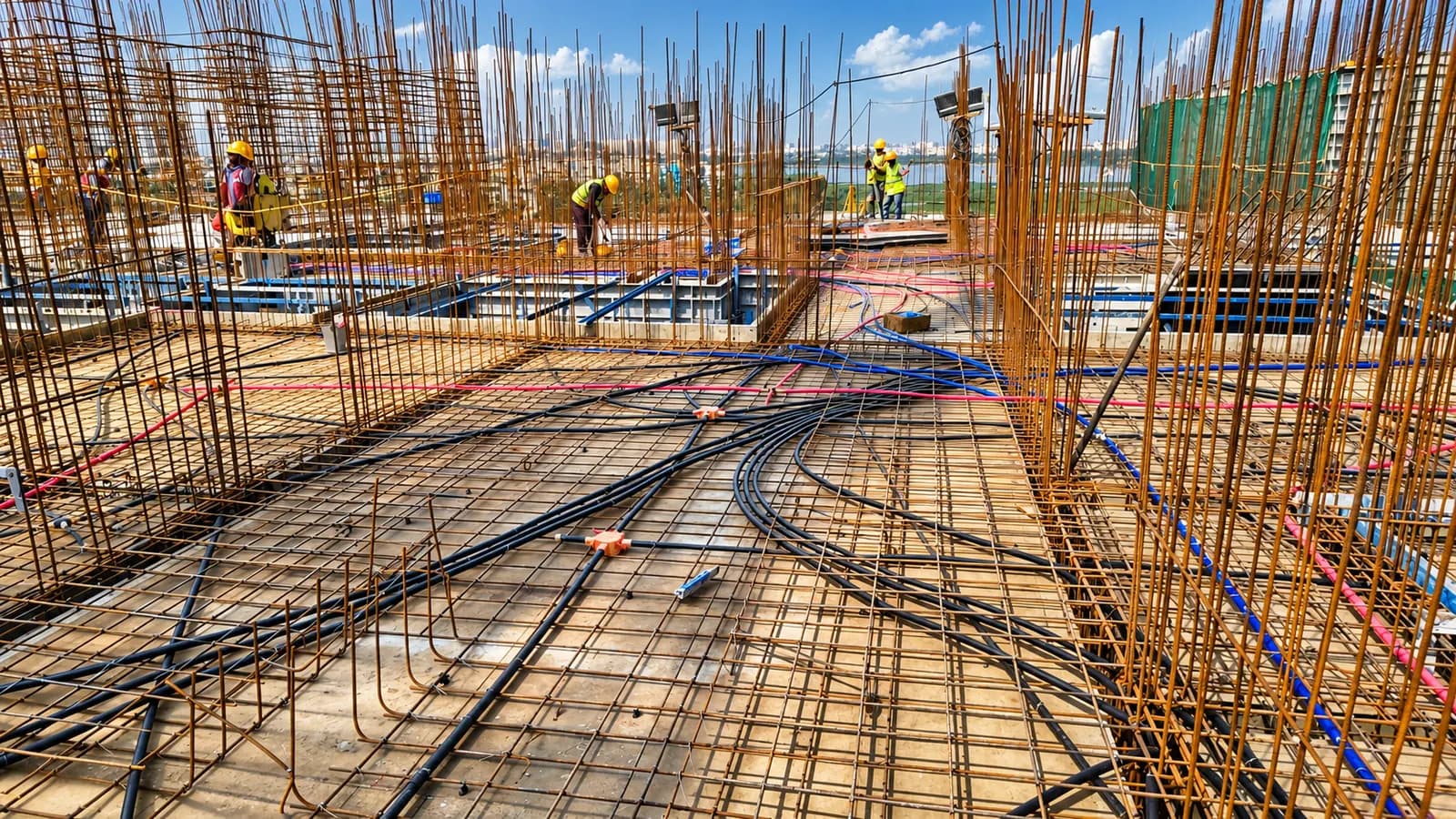 Site photograph of Tru Aquapolis, Tower F: 8th floor roof slab MEP work, October 2026