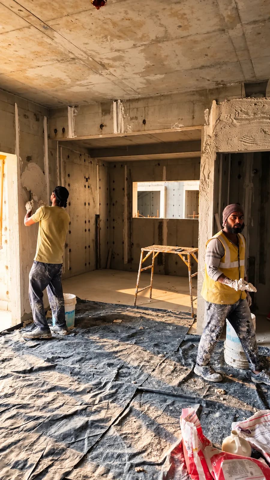 Site photograph of Tru Aquapolis, Tower G: 2nd floor flats: internal gypsum plaster work, October 2026