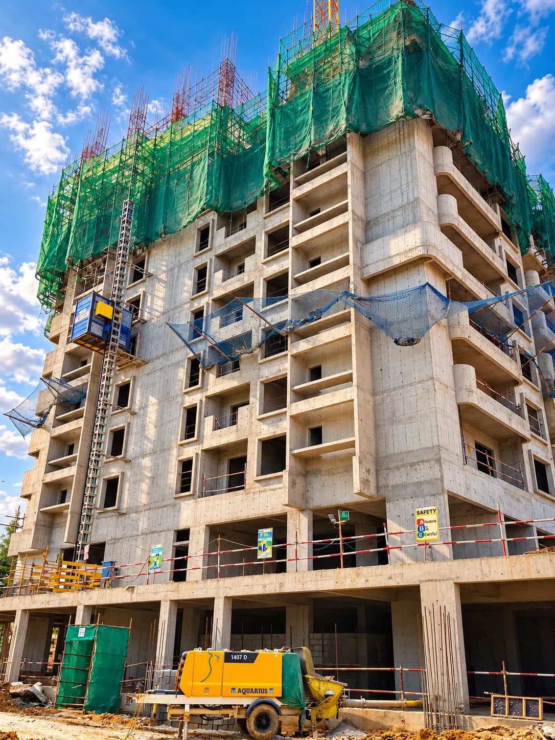 Site photograph of Tru Aquapolis, Tower G: 8th floor roof completed, 9th floor in progress, October 2026