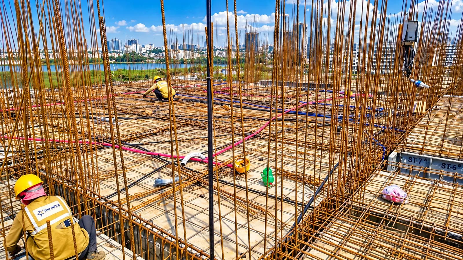 Site photograph of Tru Aquapolis, Tower G: 9th floor roof slab reinforcement, October 2026