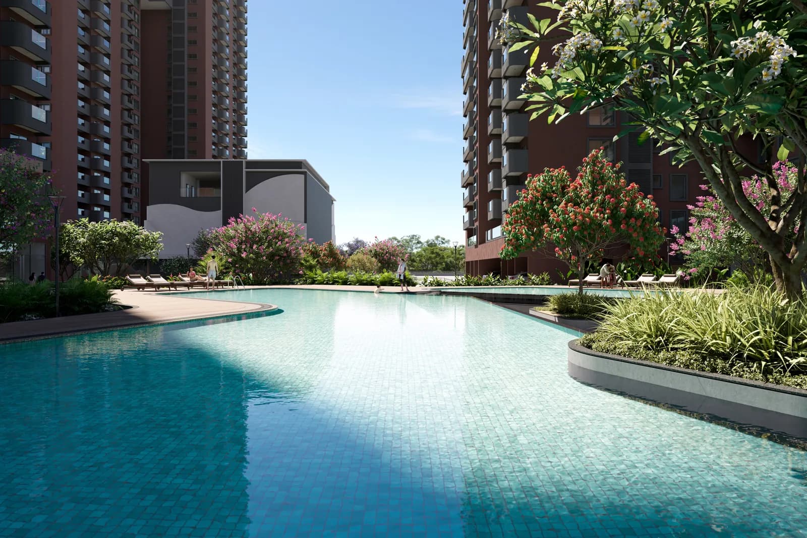 Artistic impression of the swimming pool at Tru Aquapolis